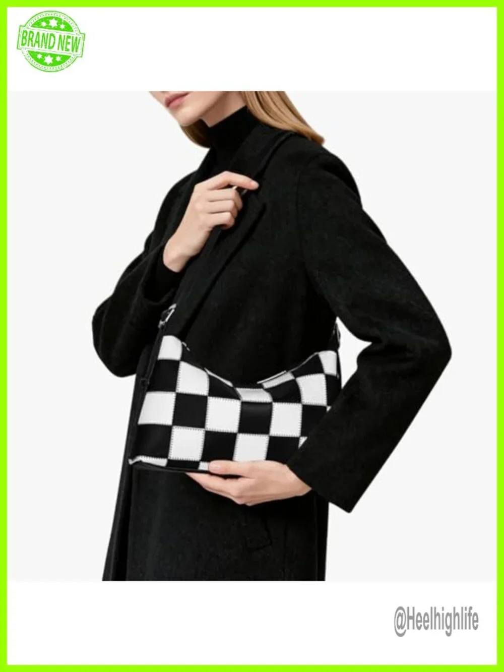 Checkered Shoulder Bag Crossbody Purse Vegan Leather Tote Hobo Bag Trendy